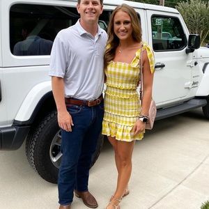 Gingham smocked mini dress!